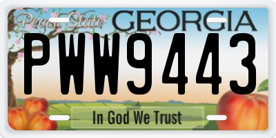 GA license plate PWW9443