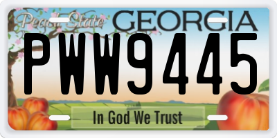 GA license plate PWW9445