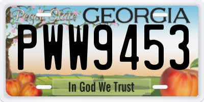 GA license plate PWW9453