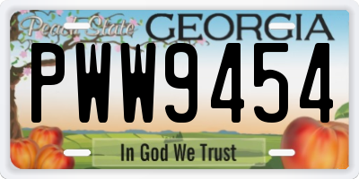 GA license plate PWW9454
