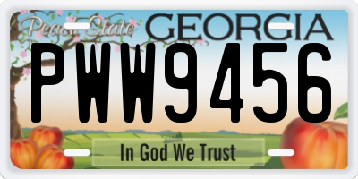 GA license plate PWW9456