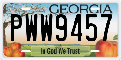 GA license plate PWW9457