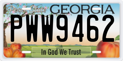 GA license plate PWW9462