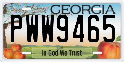 GA license plate PWW9465