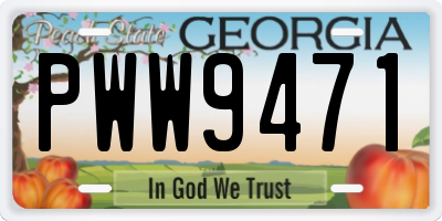 GA license plate PWW9471