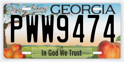 GA license plate PWW9474
