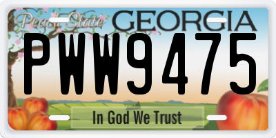 GA license plate PWW9475
