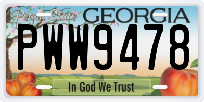 GA license plate PWW9478