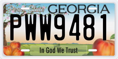 GA license plate PWW9481