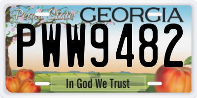 GA license plate PWW9482