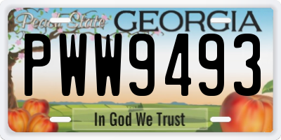 GA license plate PWW9493
