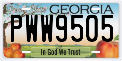 GA license plate PWW9505
