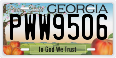 GA license plate PWW9506