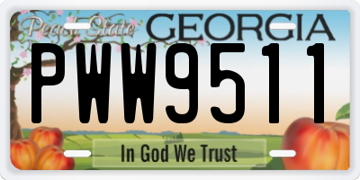 GA license plate PWW9511
