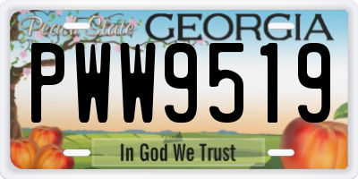GA license plate PWW9519