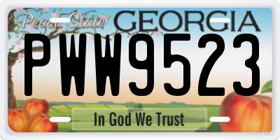 GA license plate PWW9523
