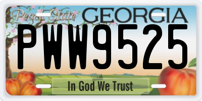 GA license plate PWW9525