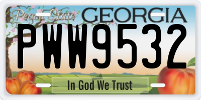 GA license plate PWW9532