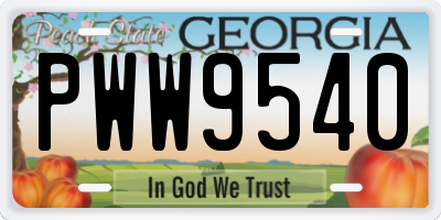 GA license plate PWW9540