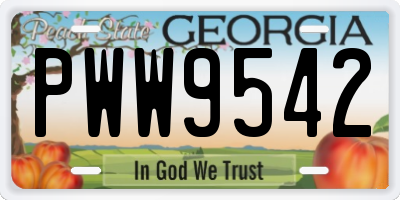 GA license plate PWW9542