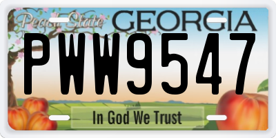 GA license plate PWW9547