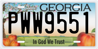 GA license plate PWW9551