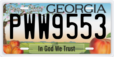 GA license plate PWW9553