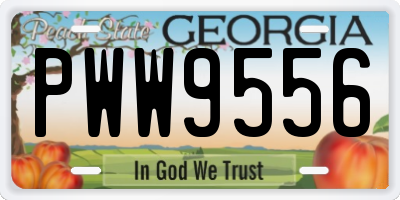 GA license plate PWW9556