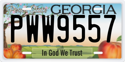 GA license plate PWW9557