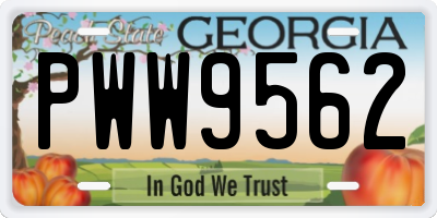 GA license plate PWW9562