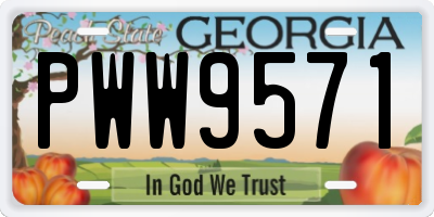 GA license plate PWW9571