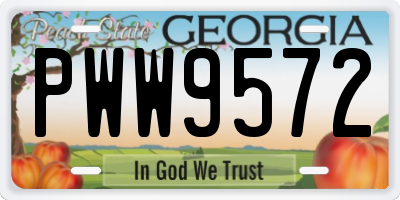 GA license plate PWW9572