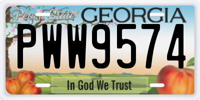 GA license plate PWW9574