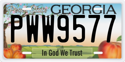 GA license plate PWW9577