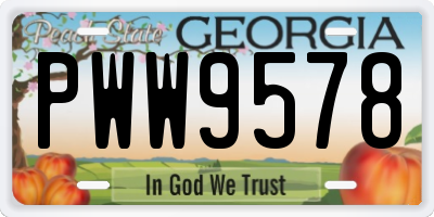 GA license plate PWW9578