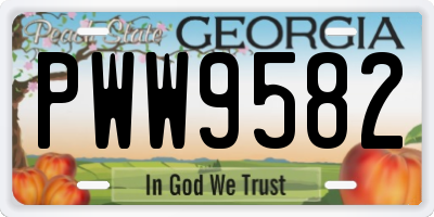 GA license plate PWW9582