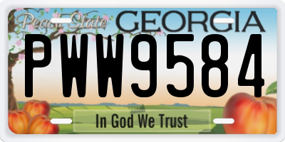GA license plate PWW9584