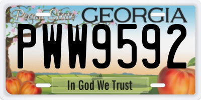 GA license plate PWW9592