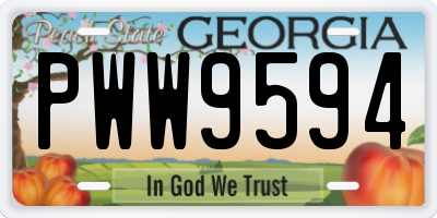 GA license plate PWW9594