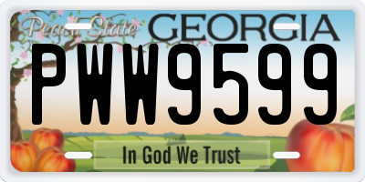 GA license plate PWW9599