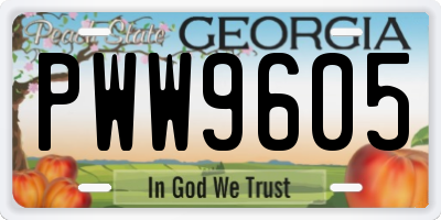 GA license plate PWW9605