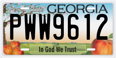 GA license plate PWW9612