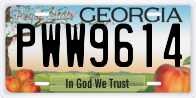 GA license plate PWW9614