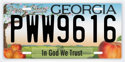 GA license plate PWW9616