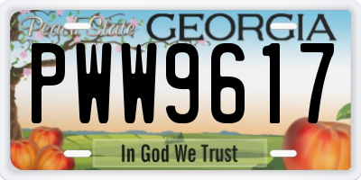 GA license plate PWW9617