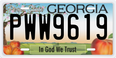 GA license plate PWW9619