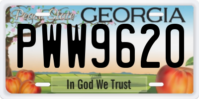 GA license plate PWW9620