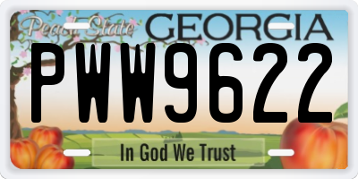 GA license plate PWW9622