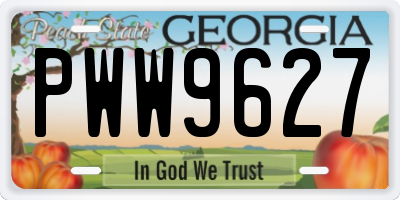 GA license plate PWW9627