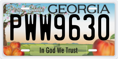 GA license plate PWW9630